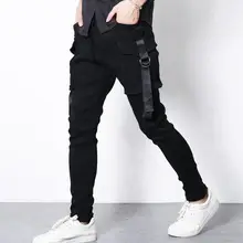 ; большие размеры; сезон весна-осень; брюки-шаровары; тонкие повседневные Черные мужские брюки