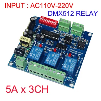 

3CH*5A 3 Channel DMX512 Relay Decoder Controller AC110-220V Input 3 Group Relay Switch