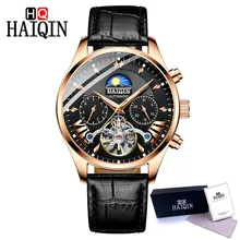 2019 HAIQIN Men's Watch Tourbillon Mechanical Watch Hollow Automatic Watch Men Wristwatch Top Brand Luxury Clock erkek kol saati top sales silver steampunk skeleton automatic mechanical pocket watch with chain erkek kol saati watches men unisex gifts clock