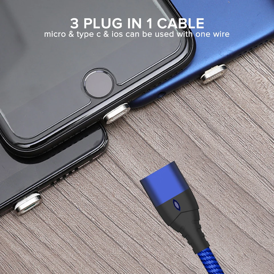 كابل مغناطيسي نوع C USB للهاتف المحمول الحبل 3A سريع شحن USB-C سلك لسامسونج S10 S9 S8 1 m 2 m نوع -C البيانات Kable ل Redmi