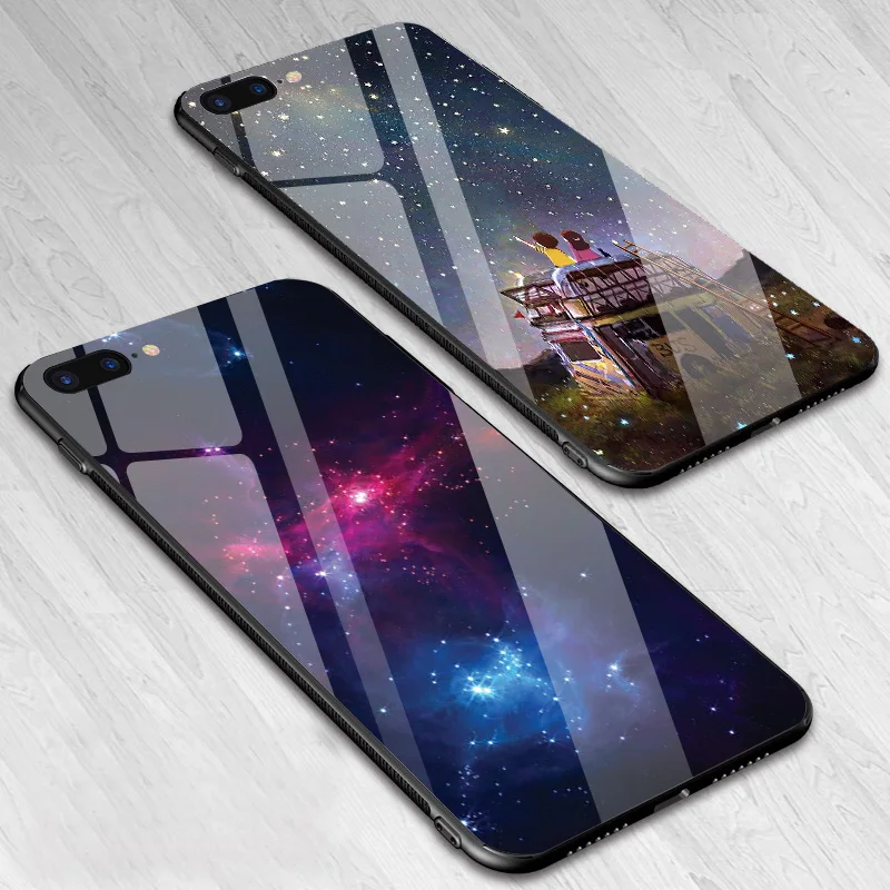Телефонные чехлы IIOZO из закаленного стекла для iPhone 7 8 plus чехол с естественным