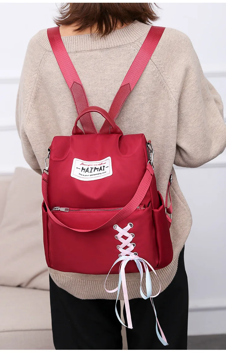 Multifunctional casual ladies shoulder bag Joker waterproof Oxford cloth bag Korean fashion backpack student bags