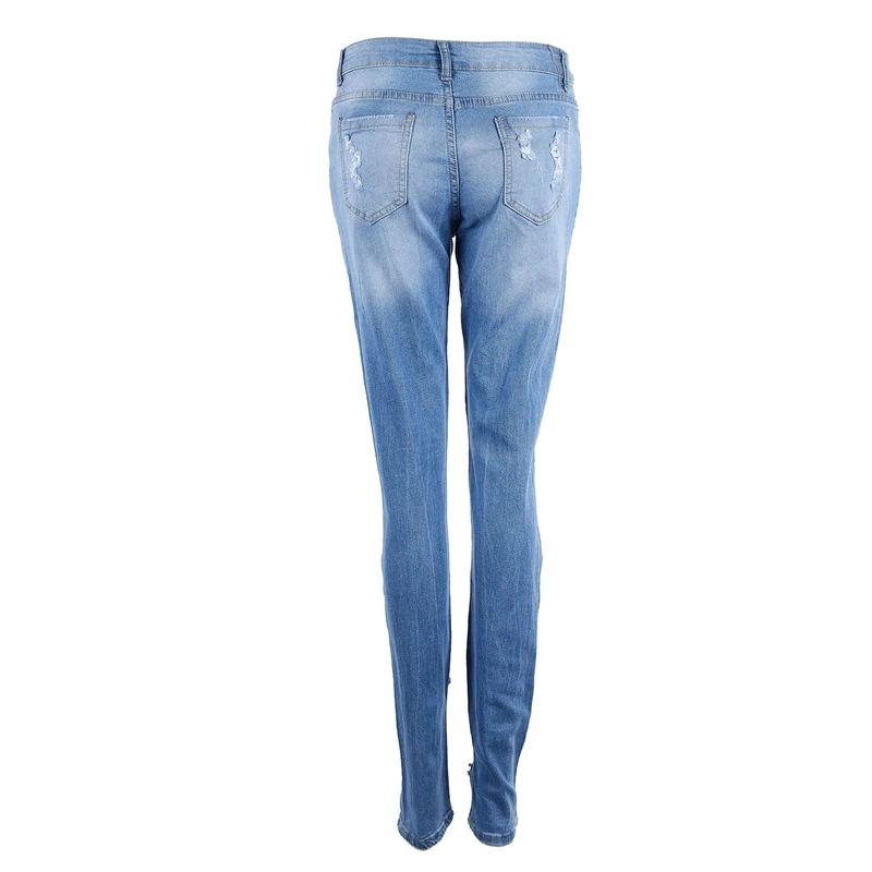 Новые обтягивающие джинсы женские рваные голубые джинсовые длинные джинсы хипстерском стиле облегающие повседневные штаны рваные узкие