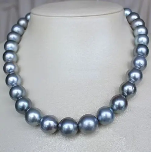 

Wholesale FREE SHIPPING HUGE 18"12-13MM SOUTH SEA GENUINE SILVER GRAY GREY NEAR ROUND PEARL NECKLACE
