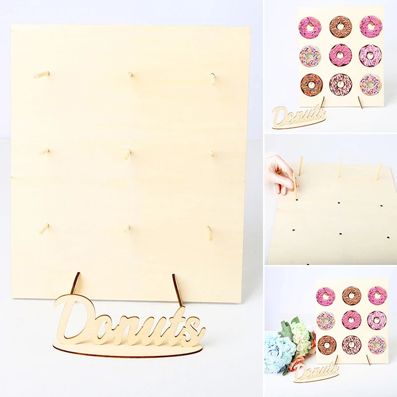 

Wooden Donut Holder Stand Wall Home Decoration For Wedding Baby Parties