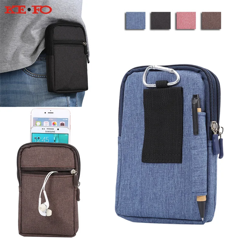 

KEFO Denim Leather Universal Waist Pouch Belt Clip Bag Phone Wallet Case For Samsung Galaxy A3 A5 A7 2016 2017 A6 A8 Plus 2018