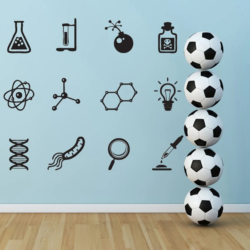 

Assorted Science Lab Symbols Wall Stickers Mural Science Wall Art Decal Classroom Decoration Removable Home Decor Bedroom J027