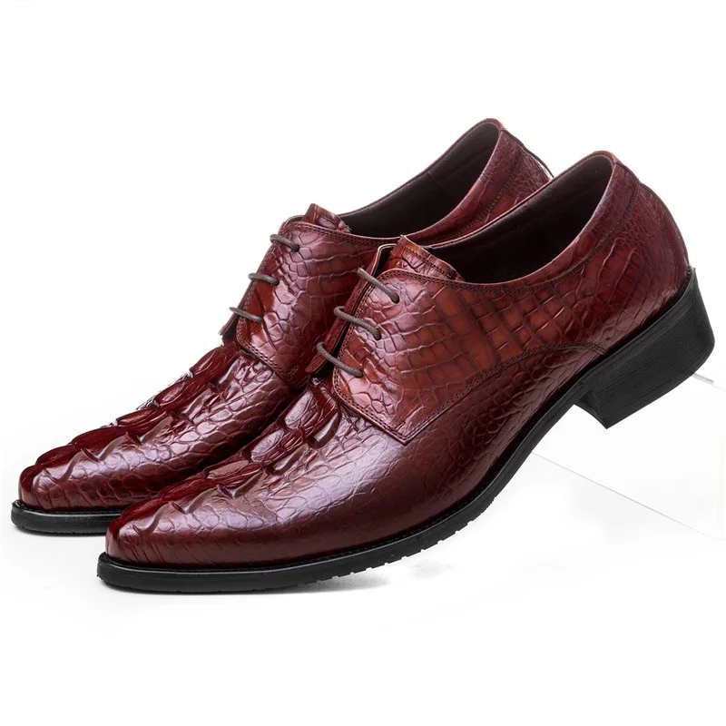 

Crocodile Grain Black / Brown Tan Prom Mens Dress Shoes Genuine Leather Wedding Shoes Male Business Shoes