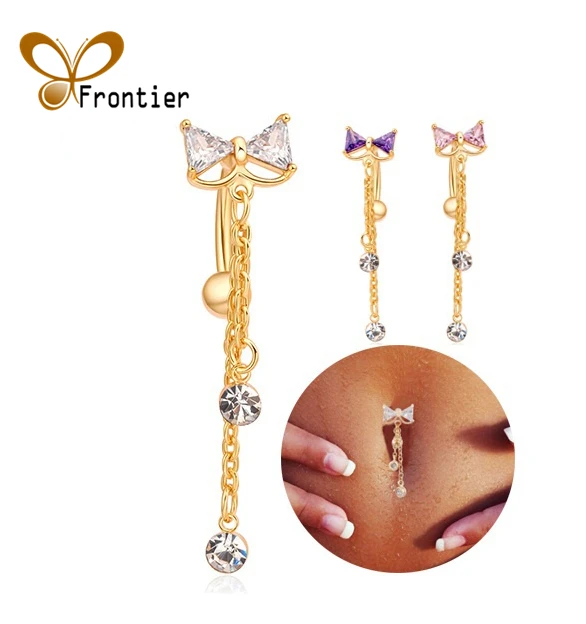 Fashion Steel Bow Reverse Belly Navel Ring Belly Button Rings Navel