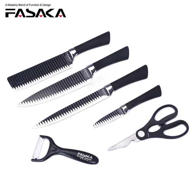 FASAKA Kitchen Knives 6pcs Kitchen Knife Set with 8'' Chef Carving 7