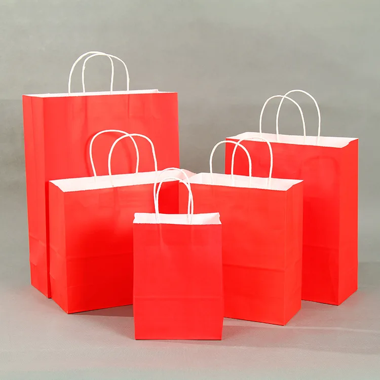 

12pcs/Dozen 14 Colors Brown Paper Shopping Bags Kraft Paper Bag Strong Solid Environment-friendly Bag Recycle Reusable Bag