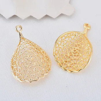 

6PCS 27x16MM 24K Gold Color Plated Brass Hollow Beads Caps High Quality Diy Jewelry Findings Accessories
