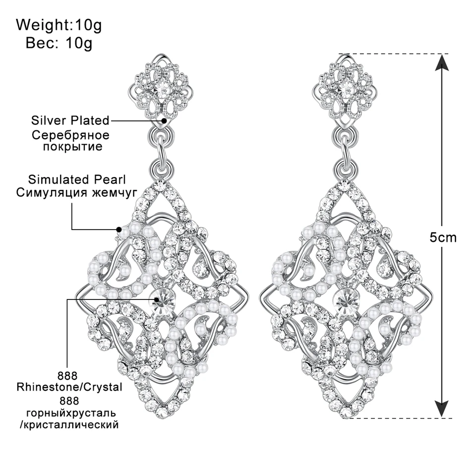 Серьги Mecresh с искусственным жемчугом, геометрические, серебряный цвет, свадебные серьги, хрустальные, в форме цветка, длинные висячие серьги для женщин MEH1082
