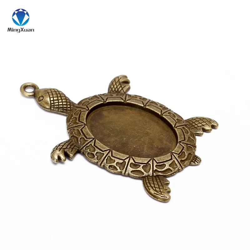 MINGXUAN 10 шт. черепаховая подвеска с бронзовой филигранью под старину камео кабошон