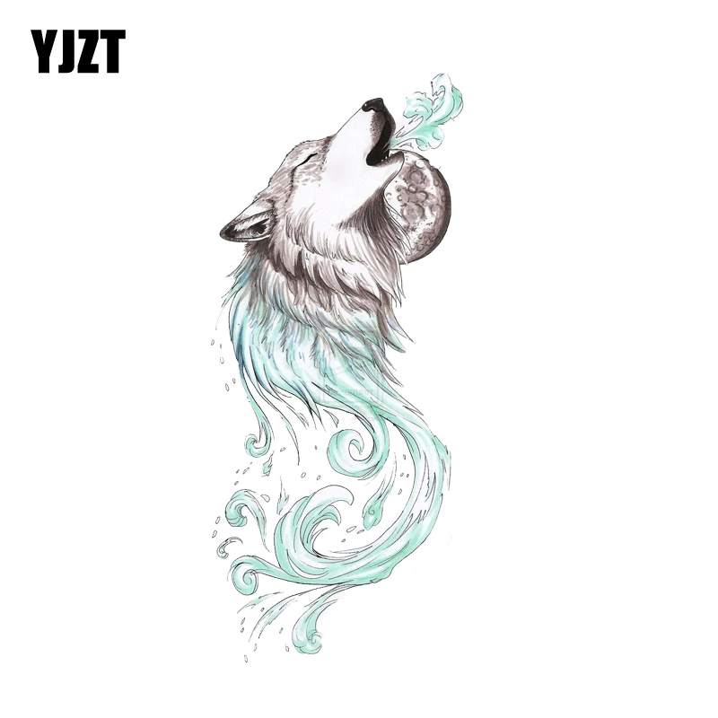 

YJZT 6.7CM*15.3CM Lonely Wolf Howling Decal PVC Motorcycle Car Sticker 11-00543