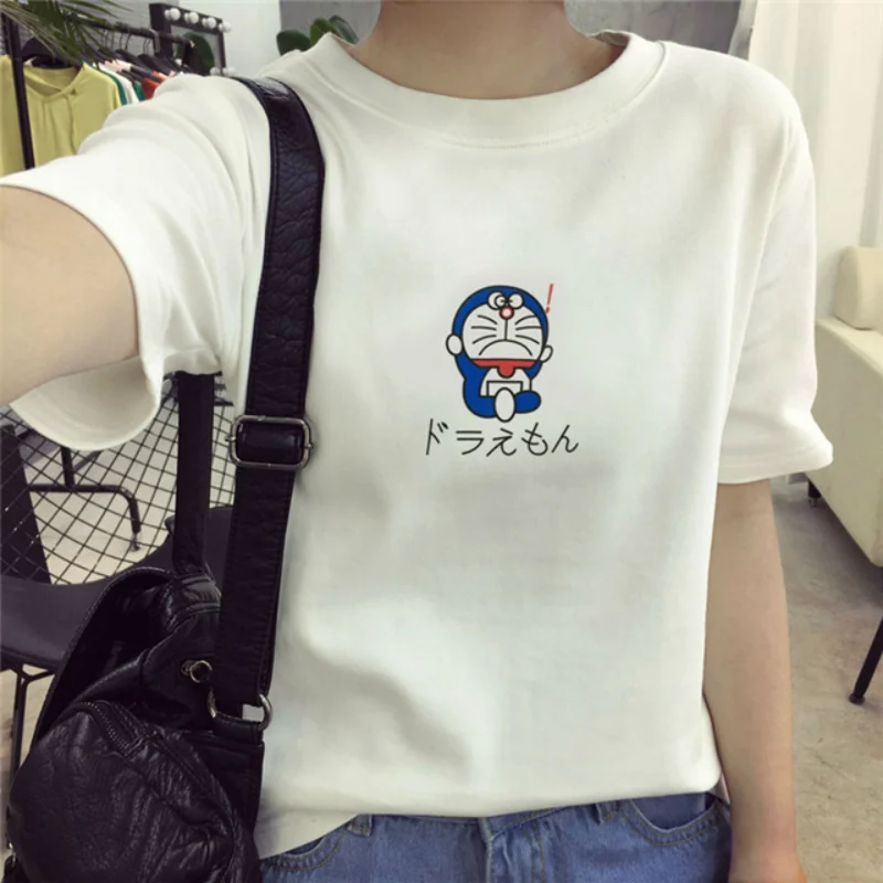 

2019 Summer New Women T-shirt Harajuku Kawaii Cartoon Prints Tops Tee Shirt Schoolgirl Korean Fashion Loose Short Sleeve T Shirt