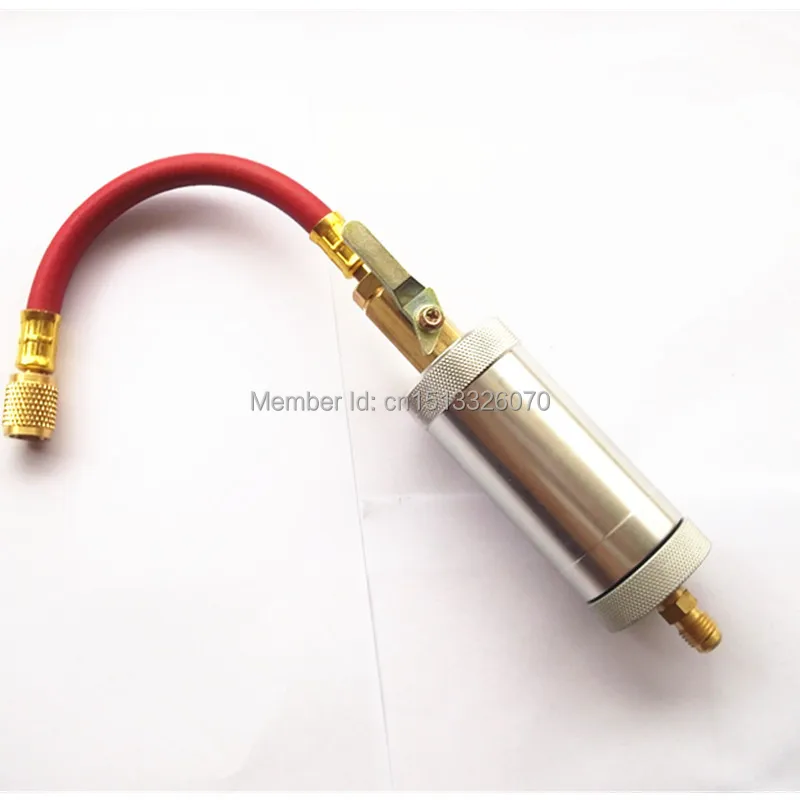 New R134A AC Car Automotive AC Oil&Dye Injector R134 R12 R22 Injection Tool  In Line Oil Dye Injector With 14 Swivel Low Side (6)