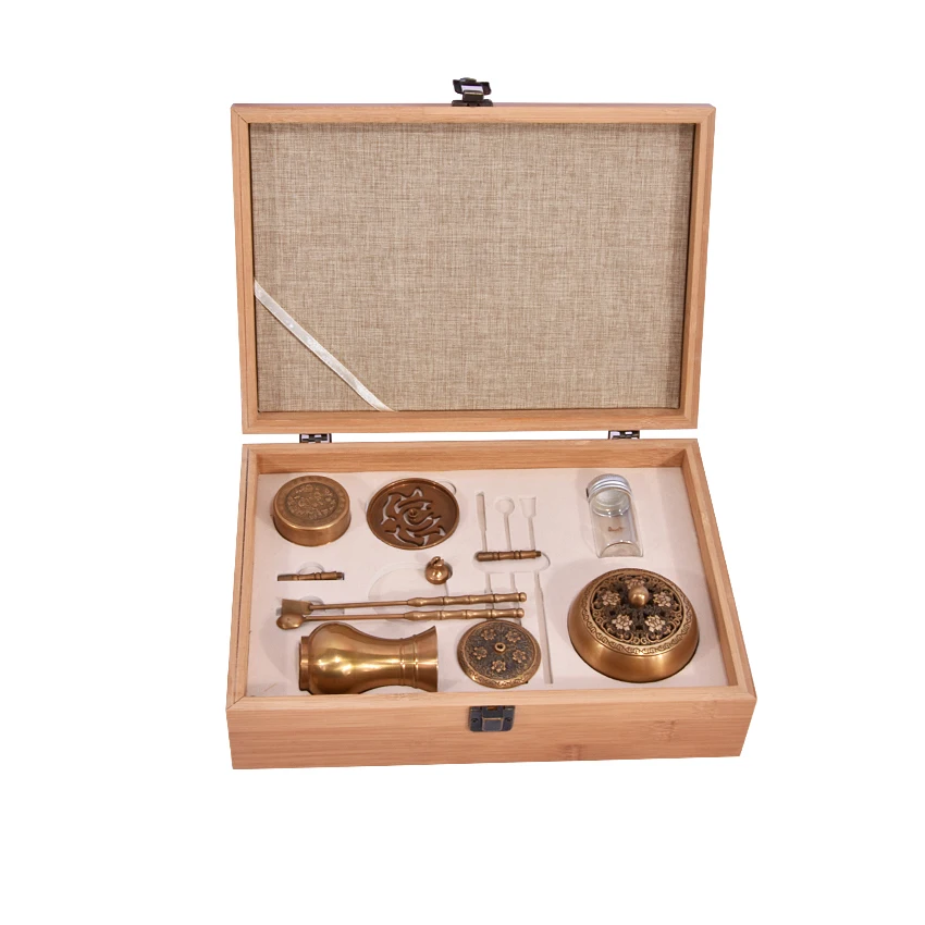 New High Quality Copper Incense Burner Set Fine Censer Tool Box Gifts