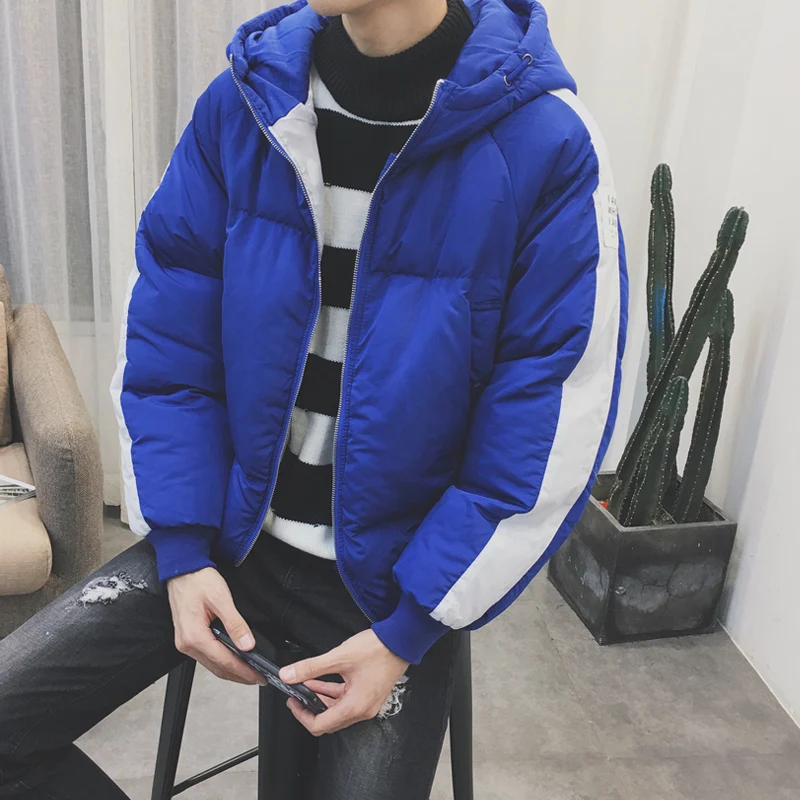 

2016 New Arrival High Fashion Winter Men's Casual Warm Thicken Short Loose Gatwing Sleeve Outerwear Hooded Parka Black/Blue/Pink