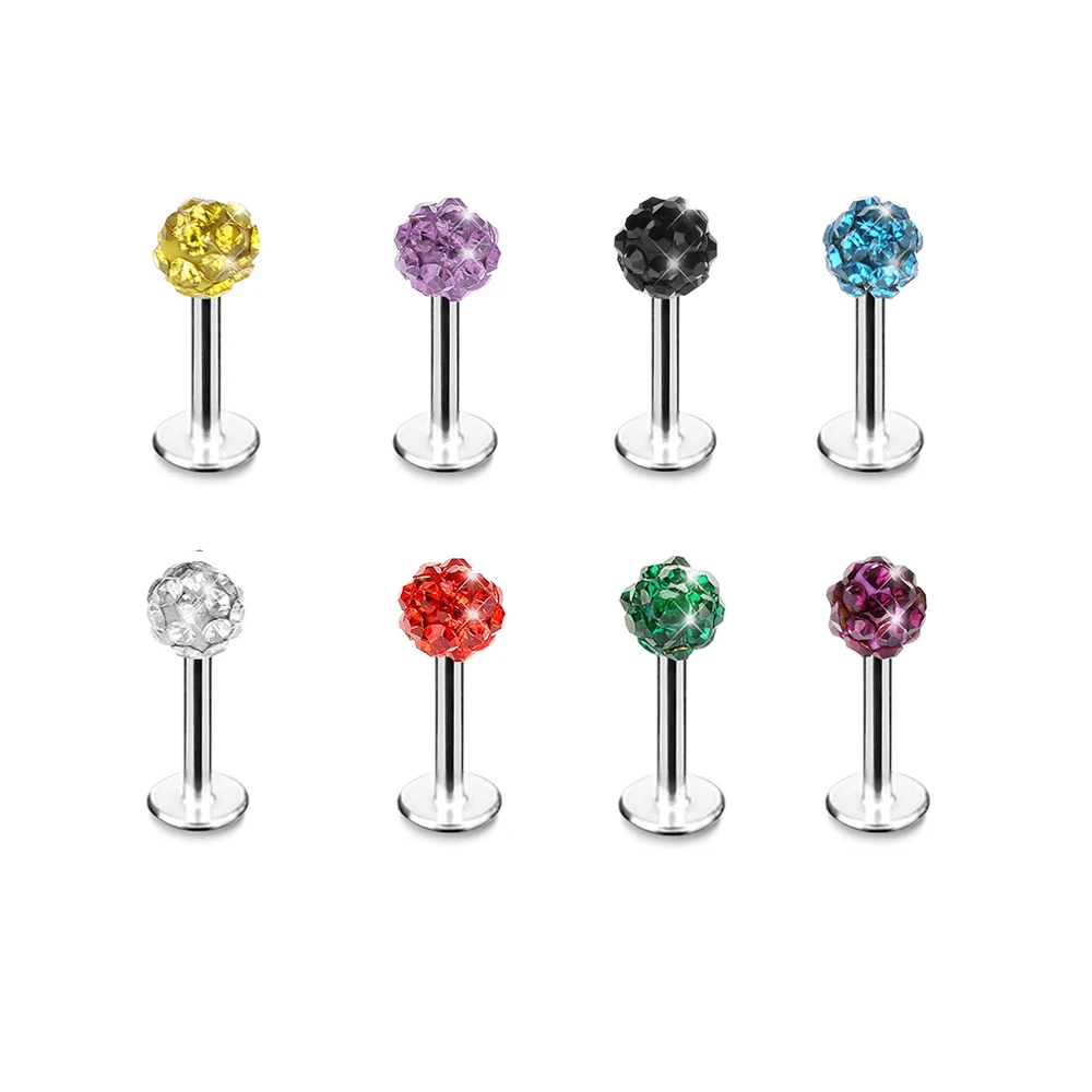 Stainless Steel Shamballa Crystal Disco Ferido Ball Lip Labret Body Piercing Stainless Steel Shamballa Crystal Disco Ferido Ball Lip Labret Body Piercing
