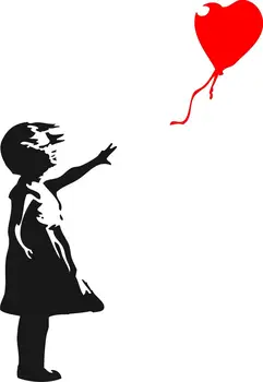 

HWHD 2016 new Banksy childhood Girl with balloon Vinyl wall art sticker free shipping