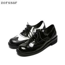 Женские оксфорды из натуральной кожи в стиле ретро; винтажные туфли на плоской подошве с вырезами в британском стиле; повседневные женские оксфорды