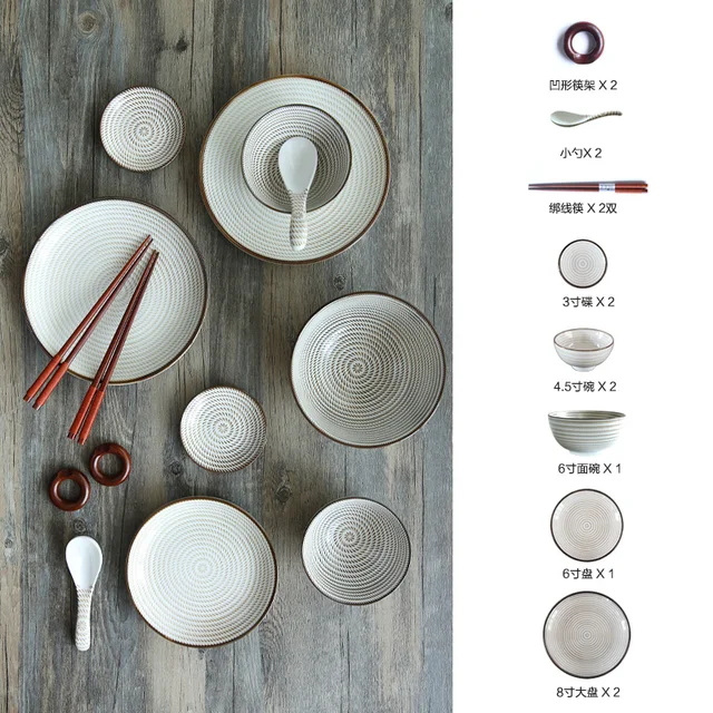 Japanese Ceramic Tableware Set China Dinner Set Porcelain Dinnerware Set Kitchen Plate Dishes