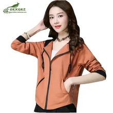 Новая женская весенняя куртка повседневные тонкие модели дикие Тонкий Короткая куртка осень большие размеры куртки с капюшоном верхняя одежда прилив OKXGNZ
