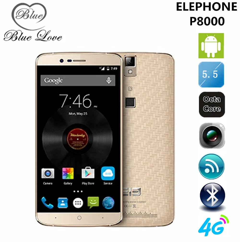 Оригинал Elephone P8000 5.5 дюймов FHD 4 Г LTE мобильный телефон MTK6753 64bit Окта основные 3 ГБ RAM