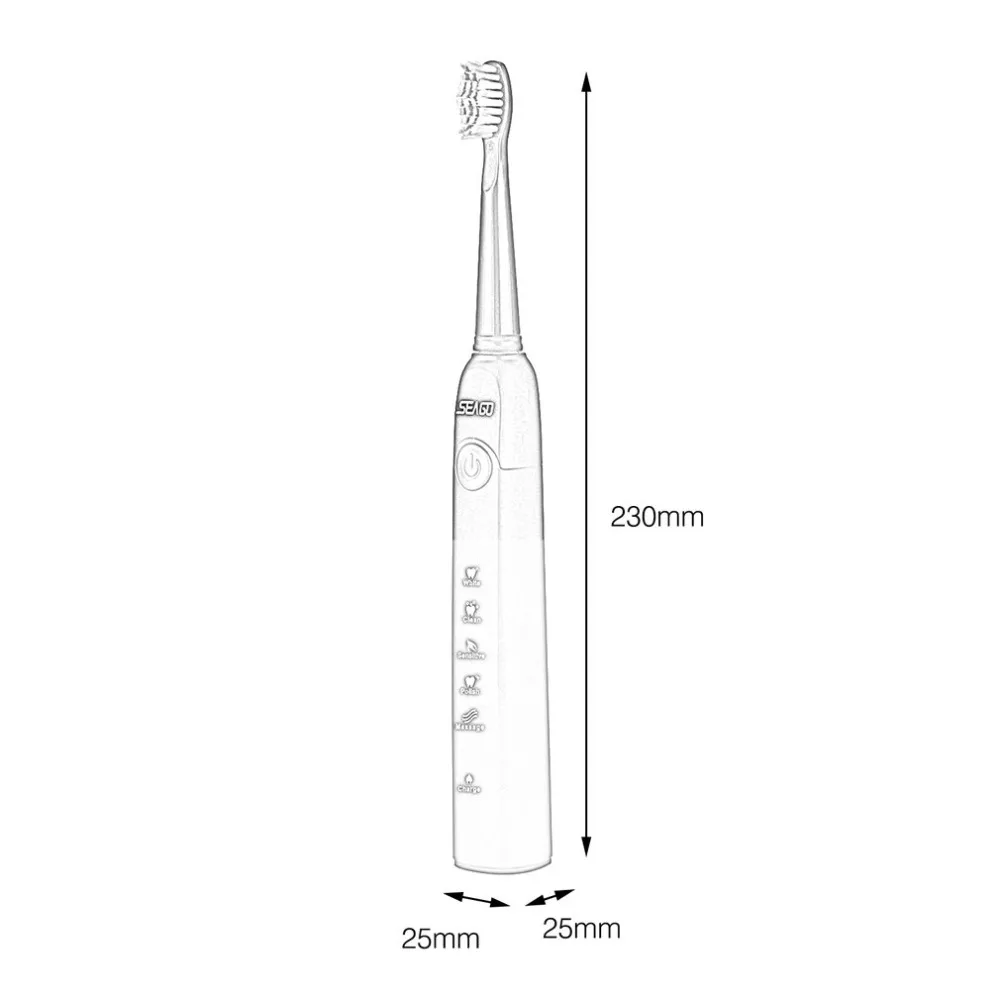Seago USB перезаряжаемая электрическая зубная щетка с умным таймером, звуковая зубная щетка с 5 опциональными режимами, массажер для ухода за зубами, подарки