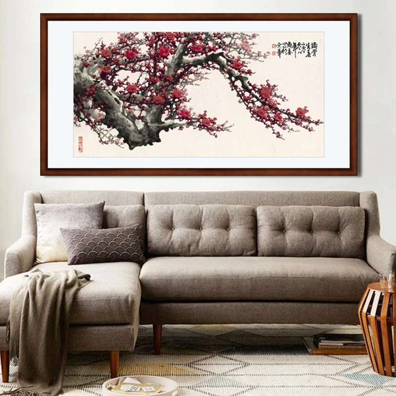 

Chinese decorative painting, living room hanging picture, Wang Chengxi, plum blossom frameless murals
