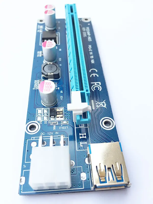 VER 009S PCI E Express Riser card Blue 1x to 16x расширитель с 60 см USB 3 0 6pin SATA для BTC Mining|Коннекторы и