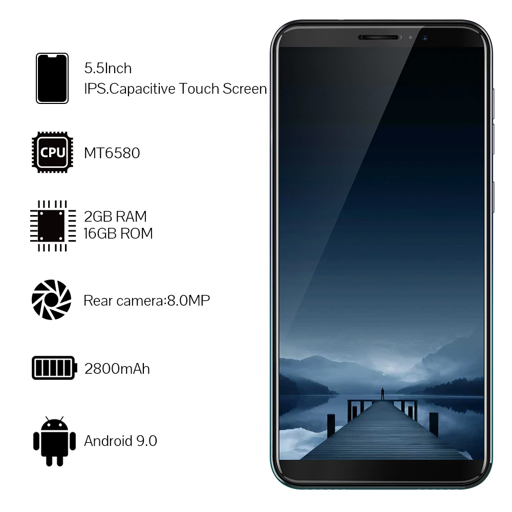 Cubot J5 смартфон 5," 18:9 полный Экран MT6580 Quad-Core Android 9,0 телефон 2 Гб Оперативная память 16 Гб Встроенная память Dual SIM карта