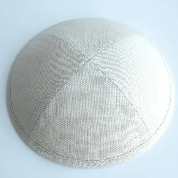 Льняные kippot еврейские Yarmulke Kippah Kippot 17 см Череп шапки для мероприятий с вышивкой - Цвет: Бежевый