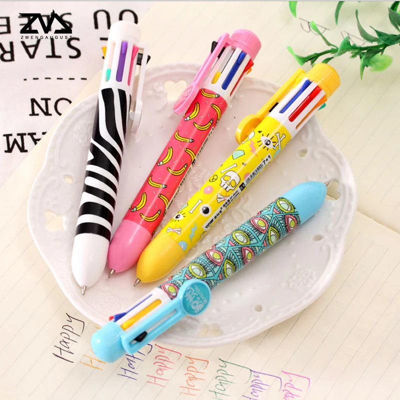 

1 pcs multi-function 8 color Kawaii Ballpoint Pen For Writing School Supplies Office Accessories Stationary Kids Student Gift