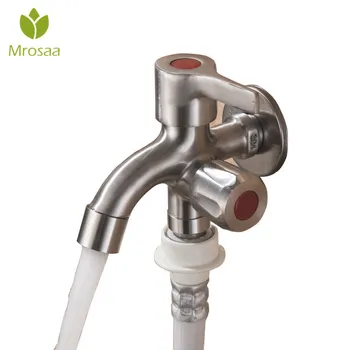 

Mrosaa Bathroom Faucet Multifunctional Sink Stainless Steel Brushed Double Tube Drawing Drainer Water Faucet Wall Mounted Taps
