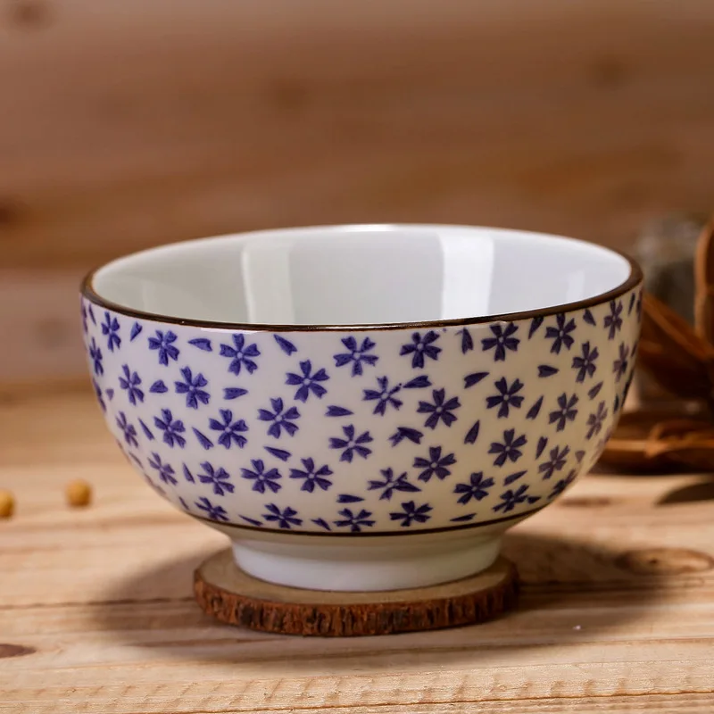 Ручная роспись керамическая чаша 5 дюймов Толстая сторона Классическая девять цветов сливы чаша японская практичная большая тарелка для супа салатник