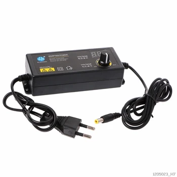 

60W 3-24V Adjustable Adapter With Display Screen Of Voltage DC 5.5x2.1/2.5mm Power Supply EU Plug 5.5mmx2.1mm/2.5mm