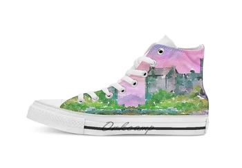

Eilean Donan Castle Scotland Novelty Design breathable casual High Top lace-up Canvas shoes sneakers