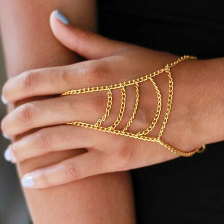 2017 Celebrity Multi Chain Tassel Bangle Slave Finger Bracelet Hand