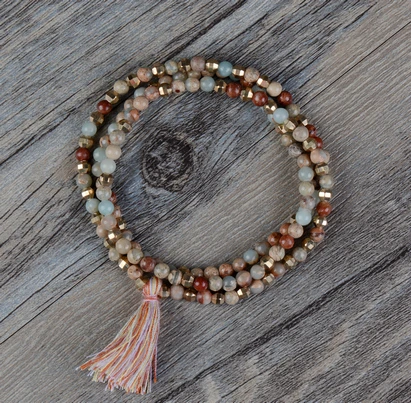 Exclusive 3 Strands Natural Stone Gold Beads Stretch Tel Exclusive 3 Strands Natural Stone Gold Beads Stretch Tel Bracelets Handmade Elastic Bead Bracelet Dropship In Strand From Jewelry
