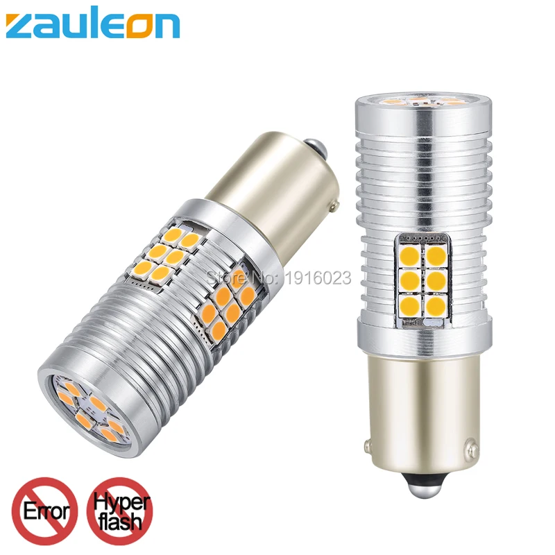 

Zauleon 2pcs 1156 P21W PY21W LED Amber No Error Turn Signal light BA15S BAU15S Yellow LED Canbus No Hyper Flashing Bulb