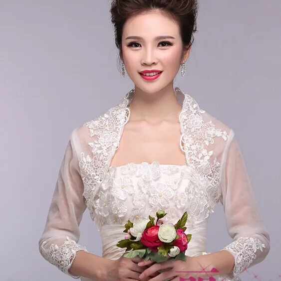The new bride wedding dress accessories Long sleeve lace joker coat