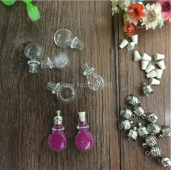 

MINI GLOBES 200pcs mini Cler charm glass Vial Pendant display (metal cap &rubber plug/mini/charm/ rice/ bottle/miniature/vials)