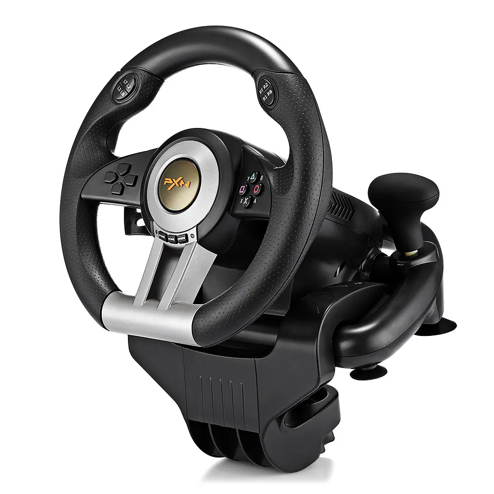 V3II USB Vibration Dual Motor Racing Games Steering Wheel with Brake