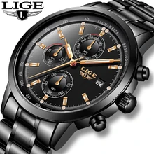2019 LIGE Mens Watches Top Brand Luxury Men’s Miltary Waterproof Analog Quartz Watch Men All Steel Sport Clock Relogio Masculino