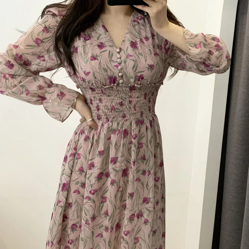 Платье с цветочным принтом для женщин из шифона рисунком Vestidos Vestido пляжное