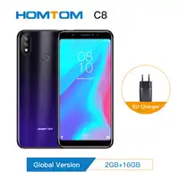 HOMTOM C8 Mobile Phone 5.5"18:9 Full Display Android 8.1 MT6739 Quad Core 2GB+16GB Smartphone Face Unlock Fingerprint ID 4G FDD