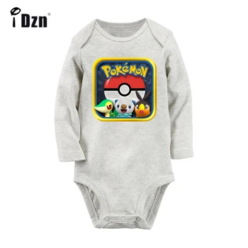 

pokemon go Pokeball Tsutarja Pokabu Mijumaru Design Newborn Baby Boys Girls Outfits Jumpsuit Infant Bodysuit 100% Cotton Sets