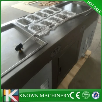 

304 Stainless steel 110v/220v with three compressors double square pan with 10 cooling food tanks fried ice cream machine